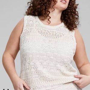 NWT And Now This Women’s 2XL White Crochet  Knit Top Boho Fairy Gypsy Y2 Bodycon